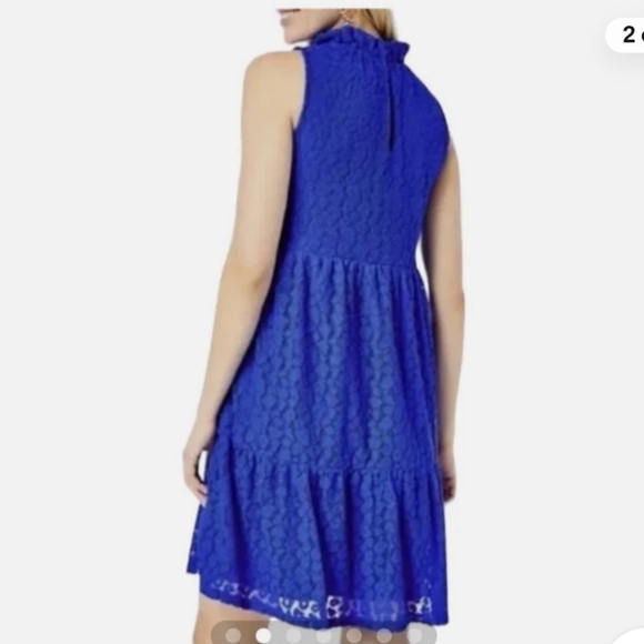 NWT Lilly Pulitzer Cornelia Dress Blue Grotto Leopard Knit Lace Size Medium - Picture 2 of 6